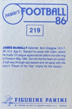 1985-86 Panini Football 86 (UK) #219 James McInally Back
