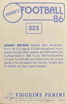 1985-86 Panini Football 86 (UK) #223 Johnny Metgod Back