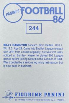 1985-86 Panini Football 86 (UK) #244 Billy Hamilton Back