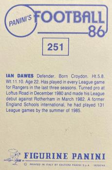 1985-86 Panini Football 86 (UK) #251 Ian Dawes Back
