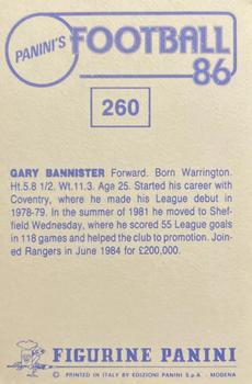 1985-86 Panini Football 86 (UK) #260 Gary Bannister Back