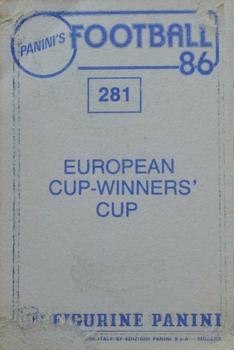 1985-86 Panini Football 86 (UK) #281 European Cup Winners Cup Trophy Back