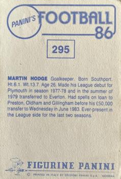 1985-86 Panini Football 86 (UK) #295 Martin Hodge Back
