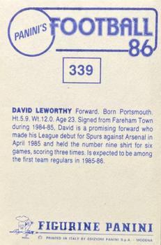 1985-86 Panini Football 86 (UK) #339 David Leworthy Back