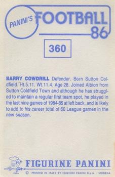 1985-86 Panini Football 86 (UK) #360 Barry Cowdrill Back