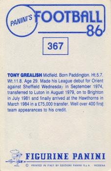 1985-86 Panini Football 86 (UK) #367 Tony Grealish Back