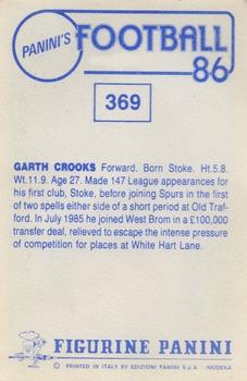 1985-86 Panini Football 86 (UK) #369 Garth Crooks Back
