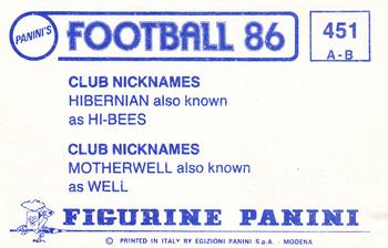 1985-86 Panini Football 86 (UK) #451 The Hibees / The Well Back