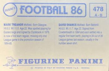 1985-86 Panini Football 86 (UK) #478 David Shanks / Mark Treanor Back
