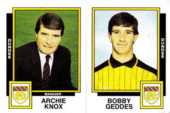 1985-86 Panini Football 86 (UK) #482 Archie Knox / Bobby Geddes Front