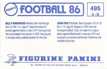 1985-86 Panini Football 86 (UK) #495 John Holt / Billy Kirkwood Back