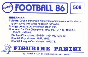 1985-86 Panini Football 86 (UK) #508 Hibernian Team Group Back
