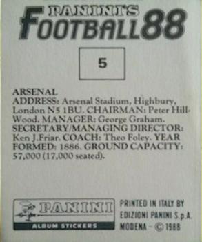 1987-88 Panini Football 88 (UK) #5 Club Badge Back