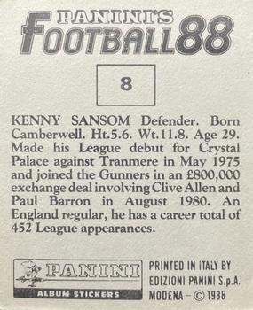 1987-88 Panini Football 88 (UK) #8 Kenny Sansom Back