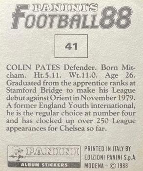 1987-88 Panini Football 88 (UK) #41 Colin Pates Back