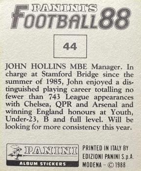 1987-88 Panini Football 88 (UK) #44 John Hollins Back