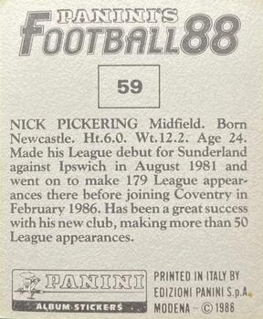 1987-88 Panini Football 88 (UK) #59 Nick Pickering Back