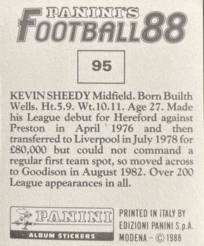 1987-88 Panini Football 88 (UK) #95 Kevin Sheedy Back