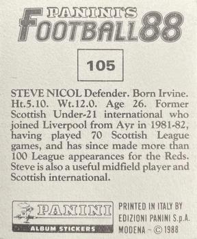 1987-88 Panini Football 88 (UK) #105 Steve Nicol Back
