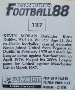 1987-88 Panini Football 88 (UK) #137 Kevin Moran Back