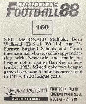 1987-88 Panini Football 88 (UK) #160 Neil McDonald Back
