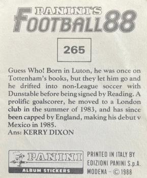 1987-88 Panini Football 88 (UK) #265 Kerry Dixon Back
