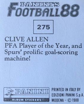 1987-88 Panini Football 88 (UK) #275 Clive Allen Back