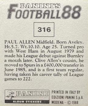 1987-88 Panini Football 88 (UK) #316 Paul Allen Back