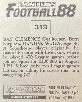 1987-88 Panini Football 88 (UK) #319 Ray Clemence Back