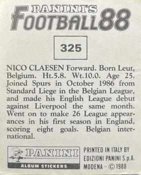 1987-88 Panini Football 88 (UK) #325 Nico Claesen Back