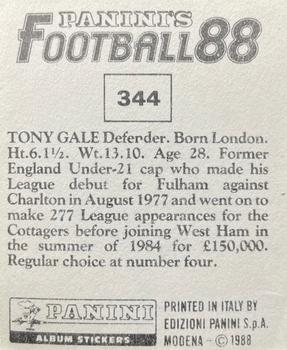 1987-88 Panini Football 88 (UK) #344 Tony Gale Back