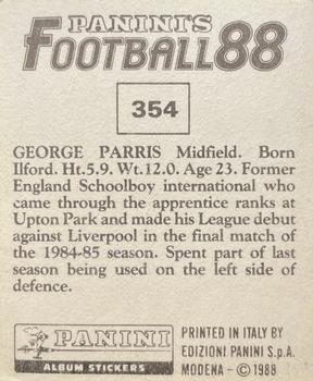 1987-88 Panini Football 88 (UK) #354 George Parris Back