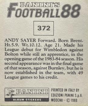 1987-88 Panini Football 88 (UK) #372 Andy Sayer Back