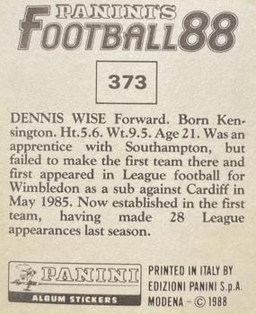1987-88 Panini Football 88 (UK) #373 Dennis Wise Back