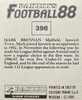 1987-88 Panini Football 88 (UK) #398 Mark Brennan Back