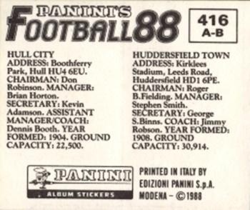 1987-88 Panini Football 88 (UK) #416 Club Badge Back