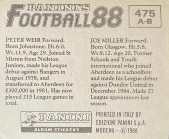 1987-88 Panini Football 88 (UK) #475 Joe Miller / Peter Weir Back