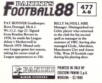 1987-88 Panini Football 88 (UK) #477 Billy McNeill / Pat Bonner Back