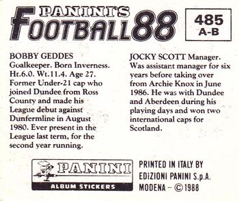 1987-88 Panini Football 88 (UK) #485 Jocky Scott / Bobby Geddes Back