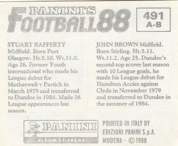 PANINI FOOTBALL 86-#485-A-B-DUNDEE-JIM DUFFY JOHN BROWN 