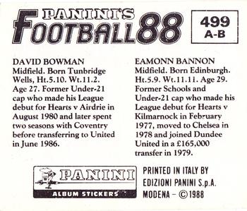 1987-88 Panini Football 88 (UK) #499 Eamonn Bannon / David Bowman Back