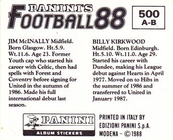 1987-88 Panini Football 88 (UK) #500 Billy Kirkwood / Jim McInally Back