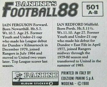 1987-88 Panini Football 88 (UK) #501 Ian Redford / Iain Ferguson Back