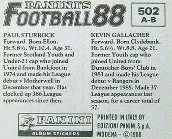 1987-88 Panini Football 88 (UK) #502 Kevin Gallacher / Paul Sturrock Back