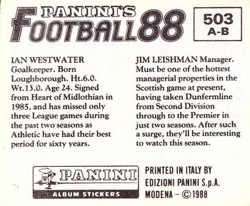 1987-88 Panini Football 88 (UK) #503 Jim Leishman / Ian Westwater Back