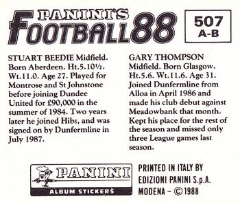 1987-88 Panini Football 88 (UK) #507 Gary Thompson / Stuart Beedie Back