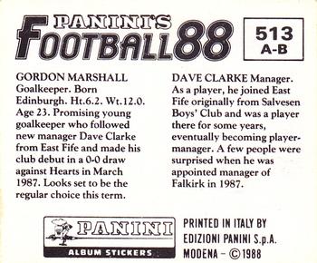 1987-88 Panini Football 88 (UK) #513 Dave Clarke / Gordon Marshall Back