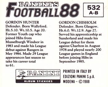 1987-88 Panini Football 88 (UK) #532 Gordon Chisholm / Gordon Hunter Back