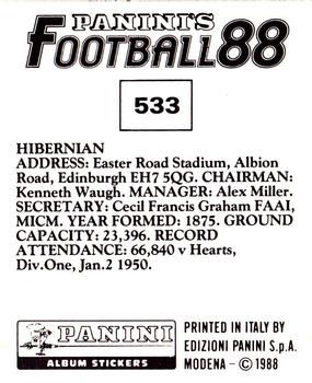 1987-88 Panini Football 88 (UK) #533 Hibernian Club Badge Back