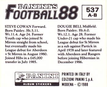 1987-88 Panini Football 88 (UK) #537 Dougie Bell / Steve Cowan Back
